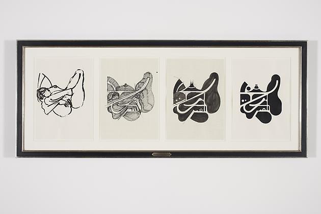 Women Sketch Process Drawings (Katlyn 6), 2012
Ink & acrylic on various papers in artist's frame
24 3/4 x 61 1/4 inches
GLG2161