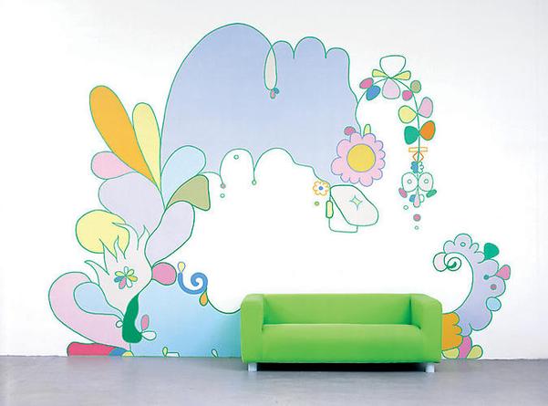Untitled wall painting and couch in shiny green, 2003
Acrylic on wall, sofa
Dimensions variable