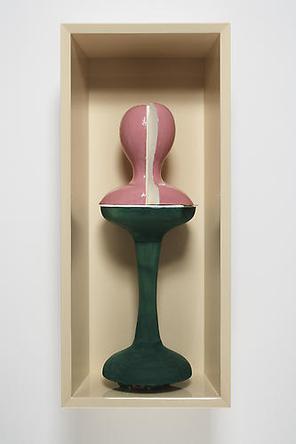 Head Cake With Lost Marbles
2008
Wood, lacquer, silicone rubber, metal, acrylic paint, ink
29 1/2 x 13 x 8 3/4 in