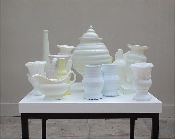 Bric-a-brac for Artists, 2005
Earthenware, silicone rubber, MDF, metal
42 x 24 x 24 inches