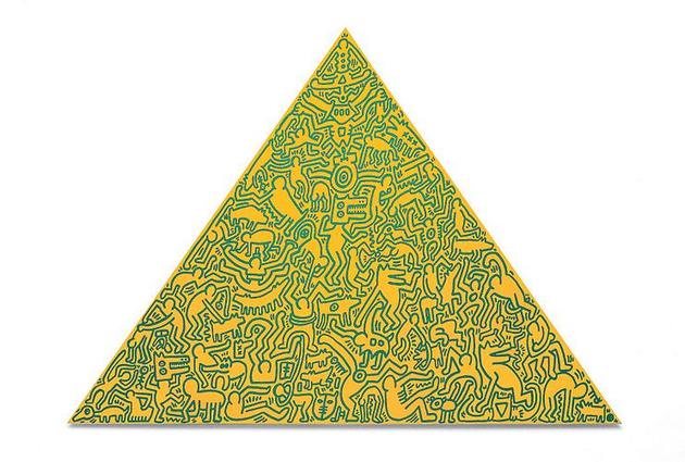 Keith Haring
Pyramid, 1989
Painted anodized aluminum
41 x 56 1/2 x 1 inches
Edition of 30
