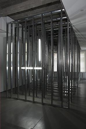 Inside Out
2009	
Aluminum studs, fluorescent light fixtures, fluorescent light bulbs, 
electrical hardware
144 x 120 x 245 in
Unique