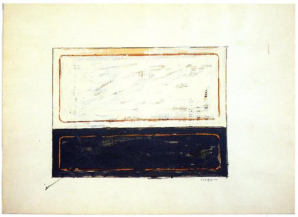 MARIO SCHIFANO
Untitled, 1961
Enamel on paper
27 ½ x 39 3/8 inches
Unique