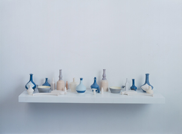 Bone Dry, Powdery Blue, 2001
Porcelain, formica, MDF
7 x 43 1/4 x 10 1/4 inches